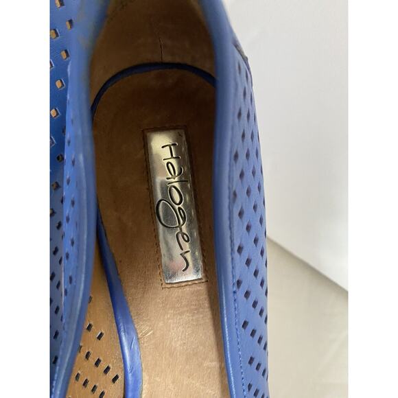 EUC Halogen Sze 7.5 Blue Cutout Leather Heels Prom Dance Party - Picture 2 of 7